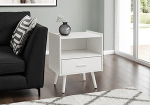 Aether White End Table with 1 Drawer | Ortholuxe Home