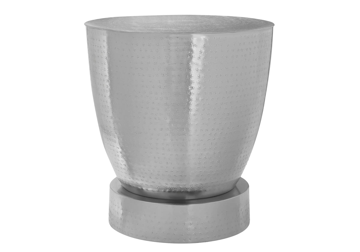 Bordeaux Chrome Iron Metal Drum End Accent Table | Ortholuxe Home - Photo 3