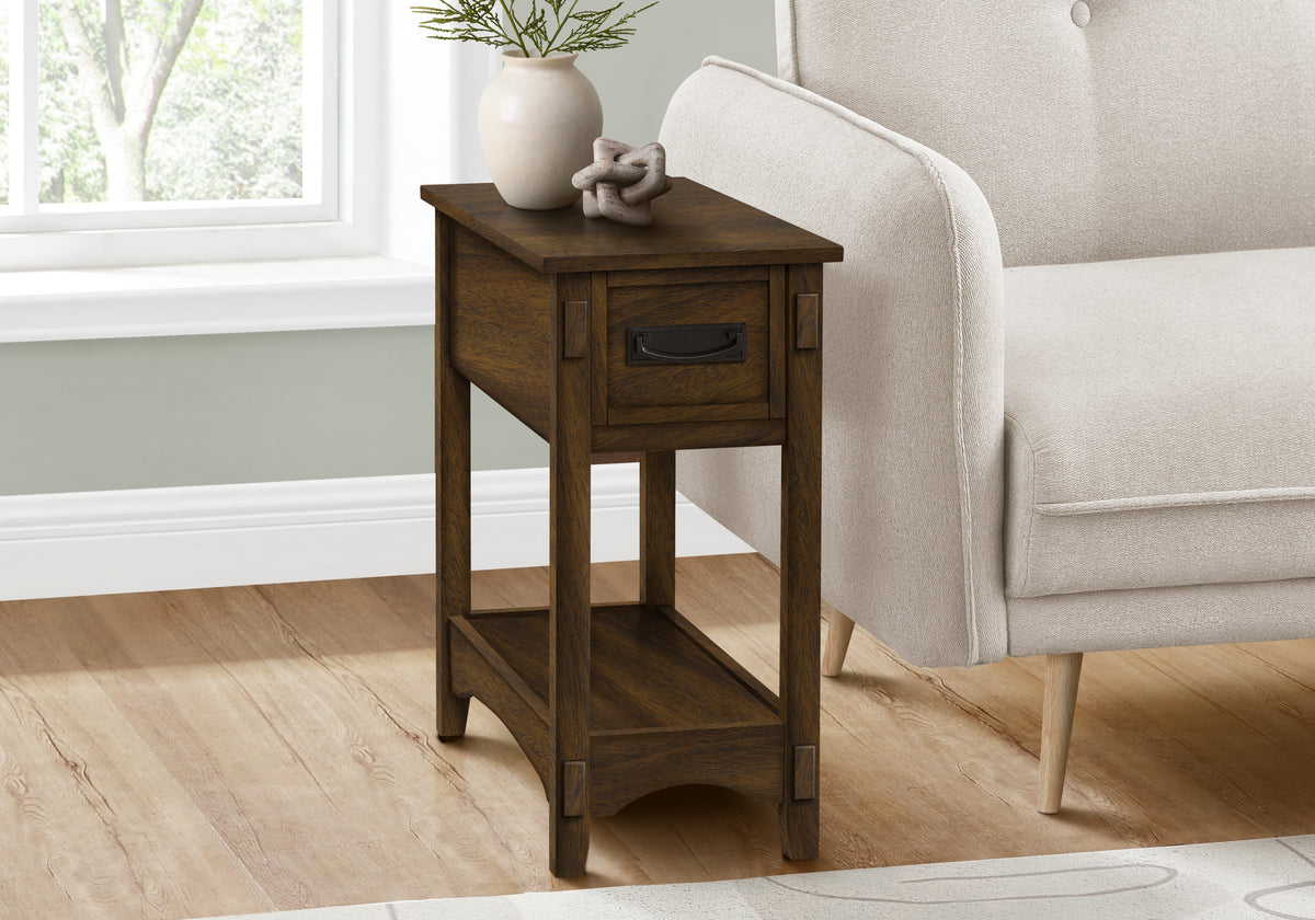 Geneva Brown Walnut Veneer End Table | Ortholuxe Home