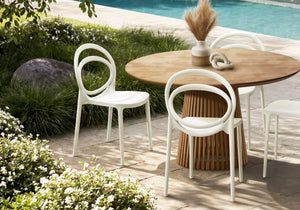 Bruges White Stacking Dining Chair Outdoor Chair | Ortholuxe Home