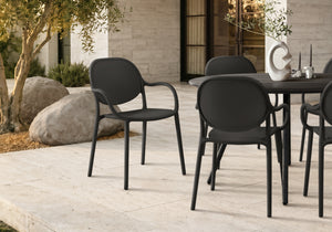 Delft Black Stacking Dining Armchair Outdoor Chair | Ortholuxe Home