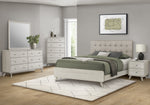 Bergamo Beige Fabric Grey Oak Bedroom Set | Ortholuxe Home
