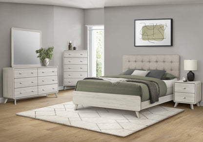 Bergamo Beige Fabric Grey Oak Bedroom Set | Ortholuxe Home