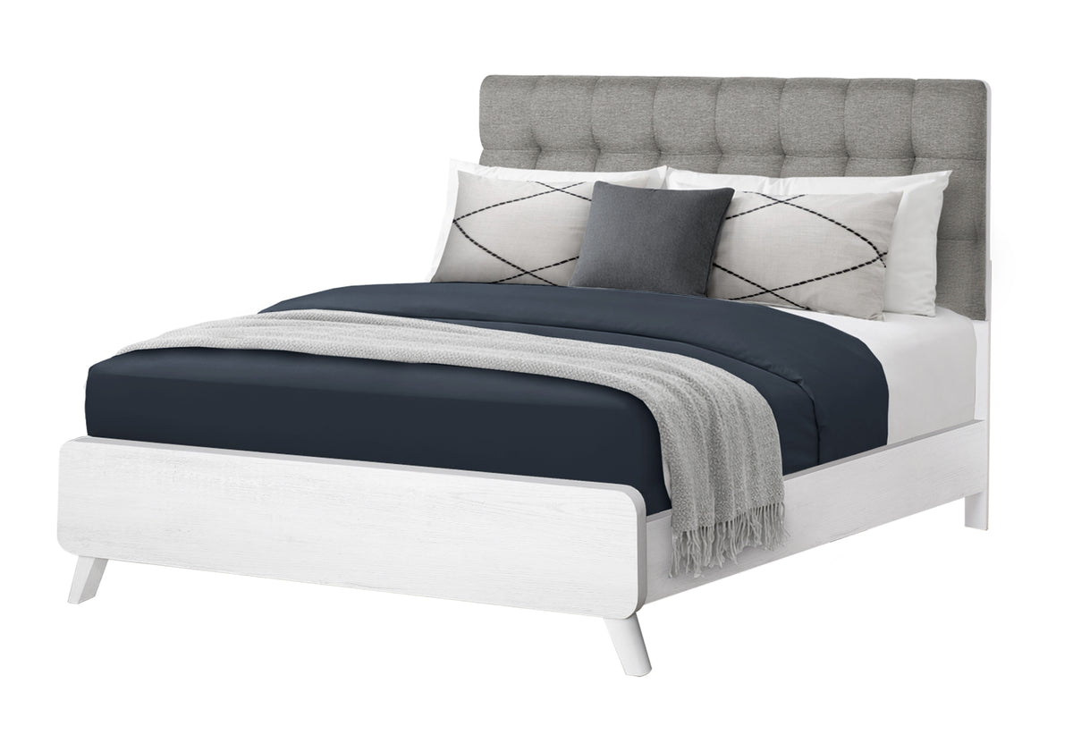 Positano Grey Fabric White Oak Bedroom Set | Ortholuxe Home - Photo 2