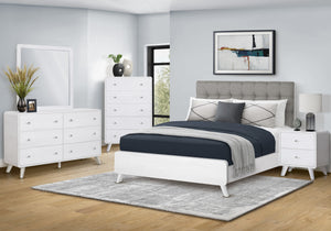 Positano Grey Fabric White Oak Bedroom Set | Ortholuxe Home