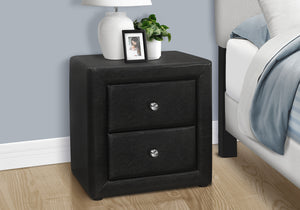 Aurora Black Leather-Look Nightstand | Ortholuxe Home
