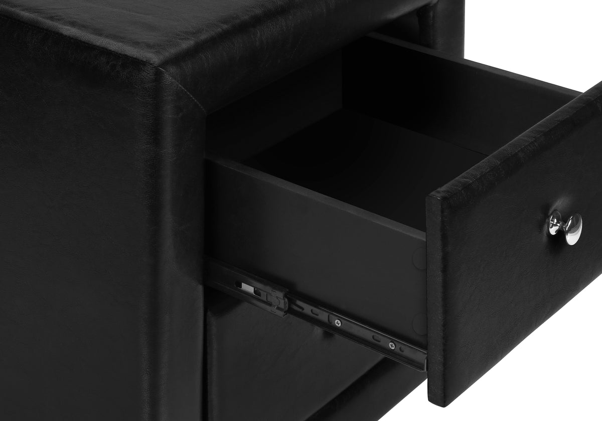 Aurora Black Leather-Look Nightstand | Ortholuxe Home - Photo 9
