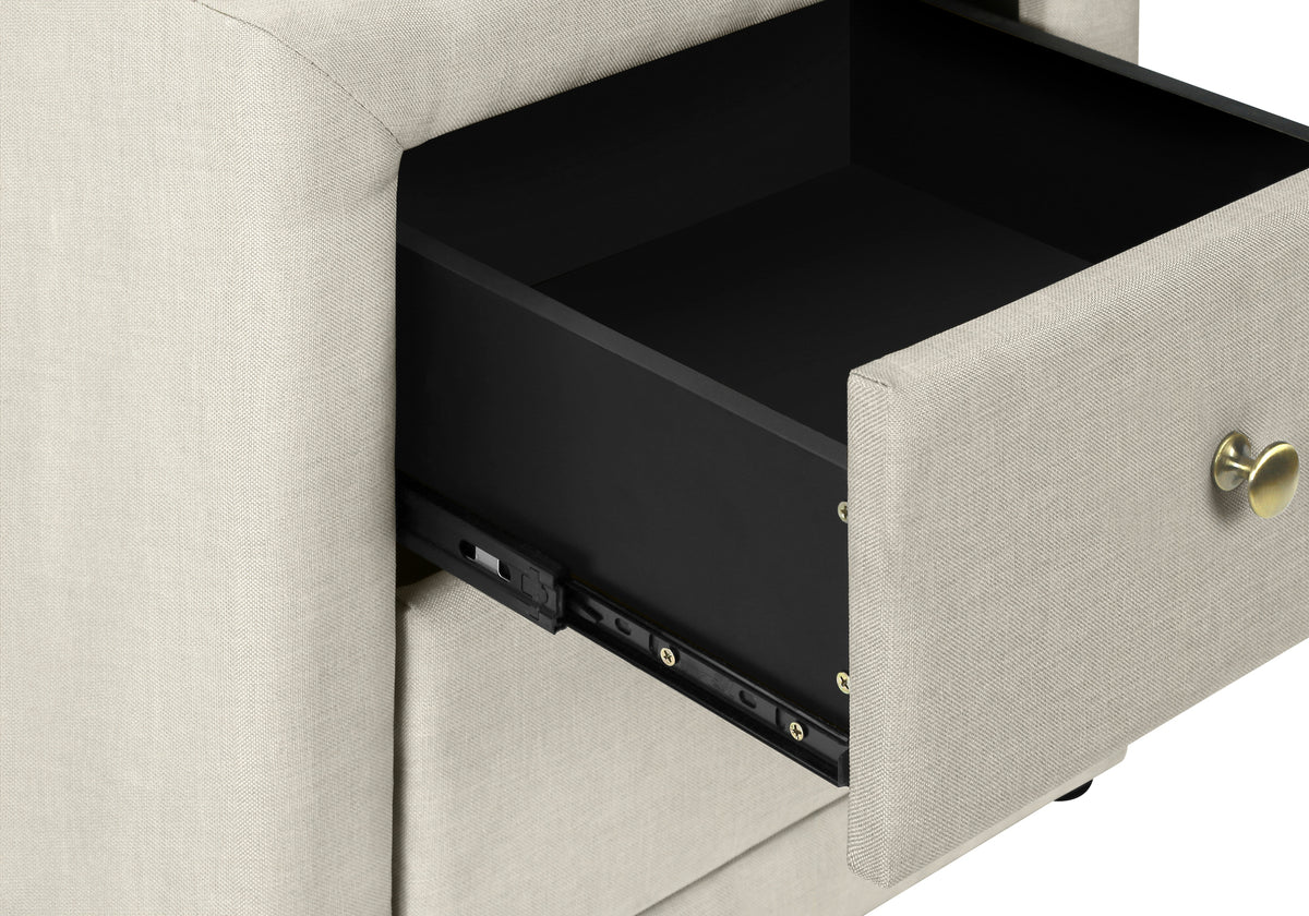 Aurora Beige Linen Nightstand | Ortholuxe Home - Photo 10