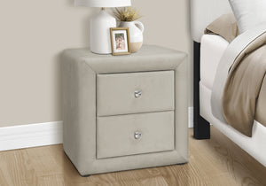 Aurora Light Grey Velvet Nightstand | Ortholuxe Home