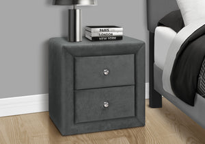 Aurora Dark Grey Velvet Nightstand | Ortholuxe Home