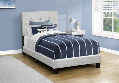Milano Light Grey Boucle Fabric Bed | Ortholuxe Home