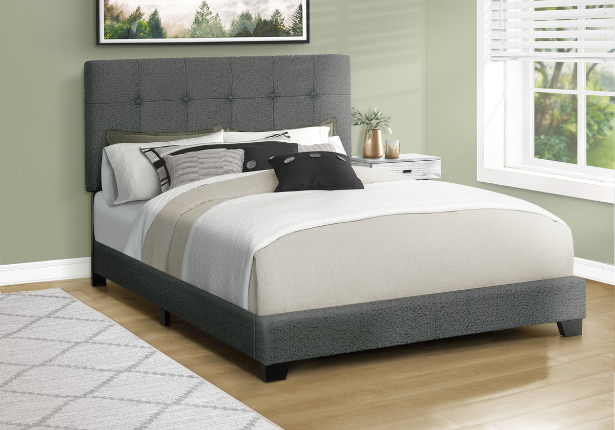 Milano Dark Grey Boucle Fabric Bed | Ortholuxe Home