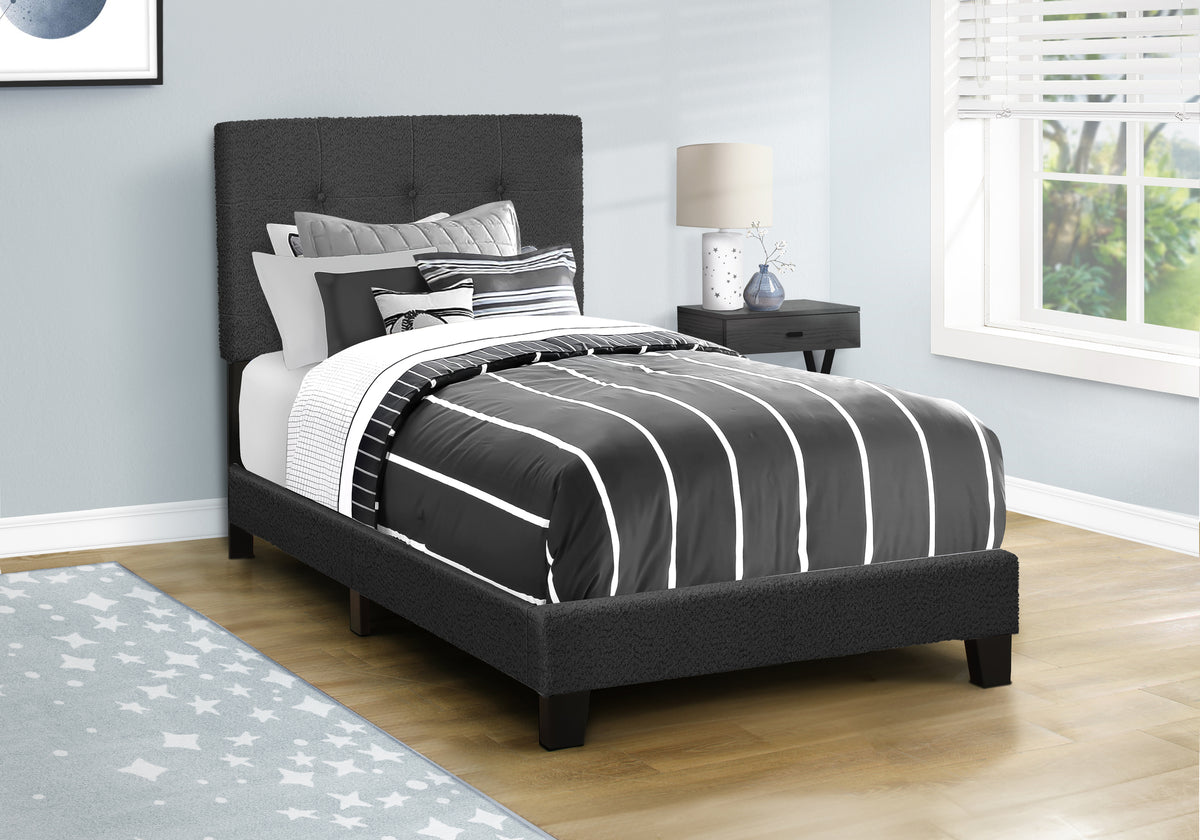 Milano Black Boucle Fabric Bed | Ortholuxe Home