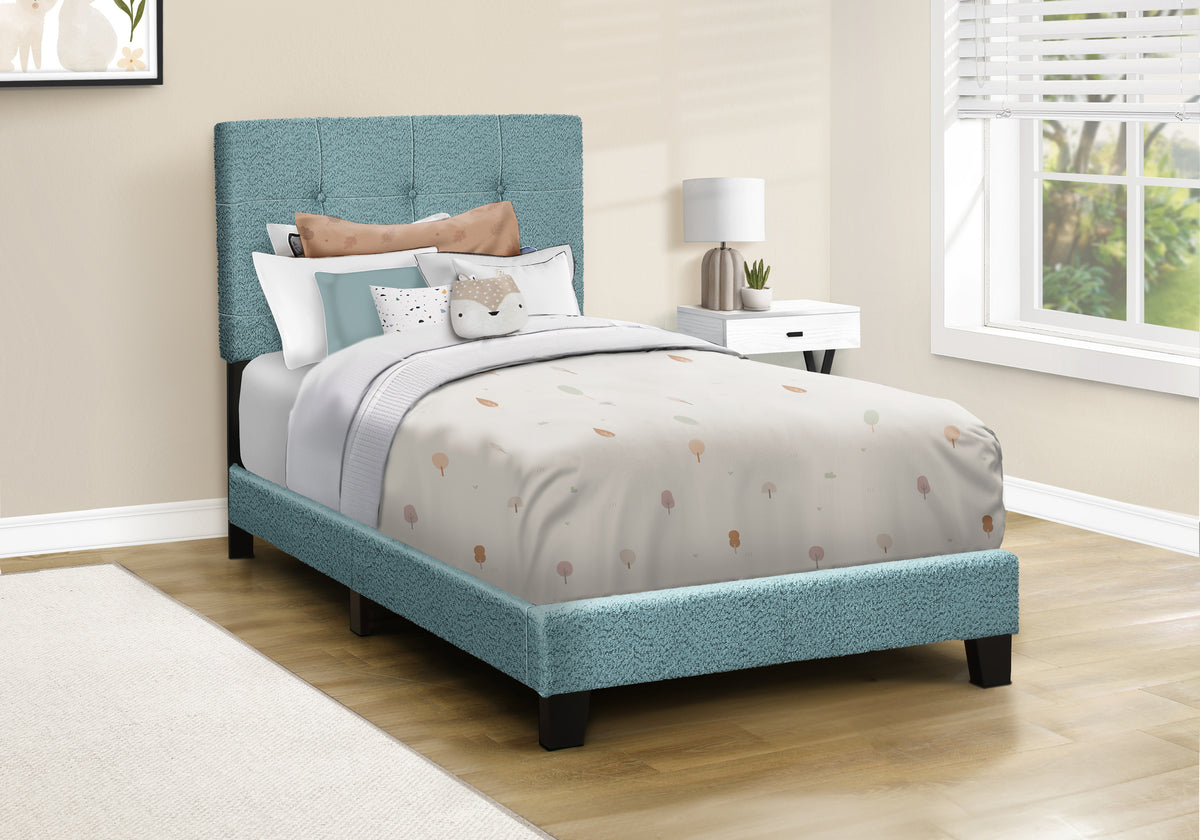 Milano Light Blue Boucle Fabric Bed | Ortholuxe Home