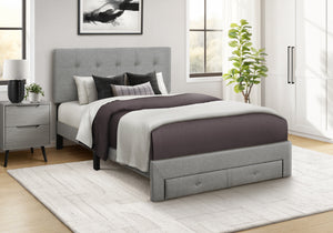 Siena Grey Linen Platform Front Storage Drawer Bed | Ortholuxe Home