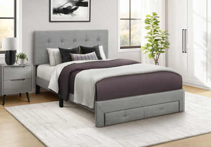 Siena Grey Linen Platform Front Storage Drawer Bed | Ortholuxe Home