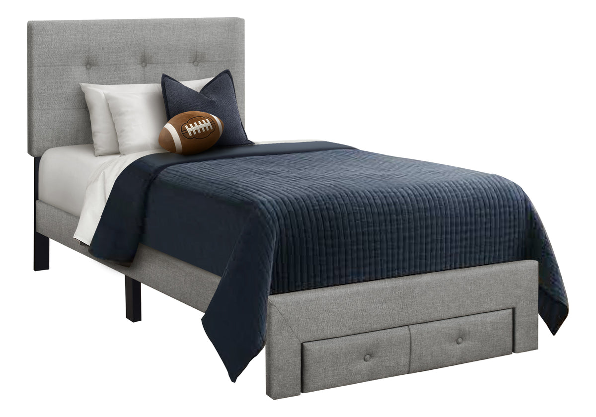 Siena Grey Linen Platform Front Storage Drawer Bed | Ortholuxe Home - Photo 2