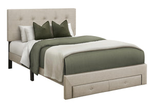Siena Beige Linen Platform Front Storage Drawer Bed | Ortholuxe Home - Photo 2