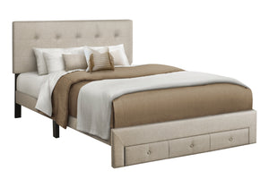 Siena Beige Linen Platform Front Storage Drawer Bed | Ortholuxe Home - Photo 2