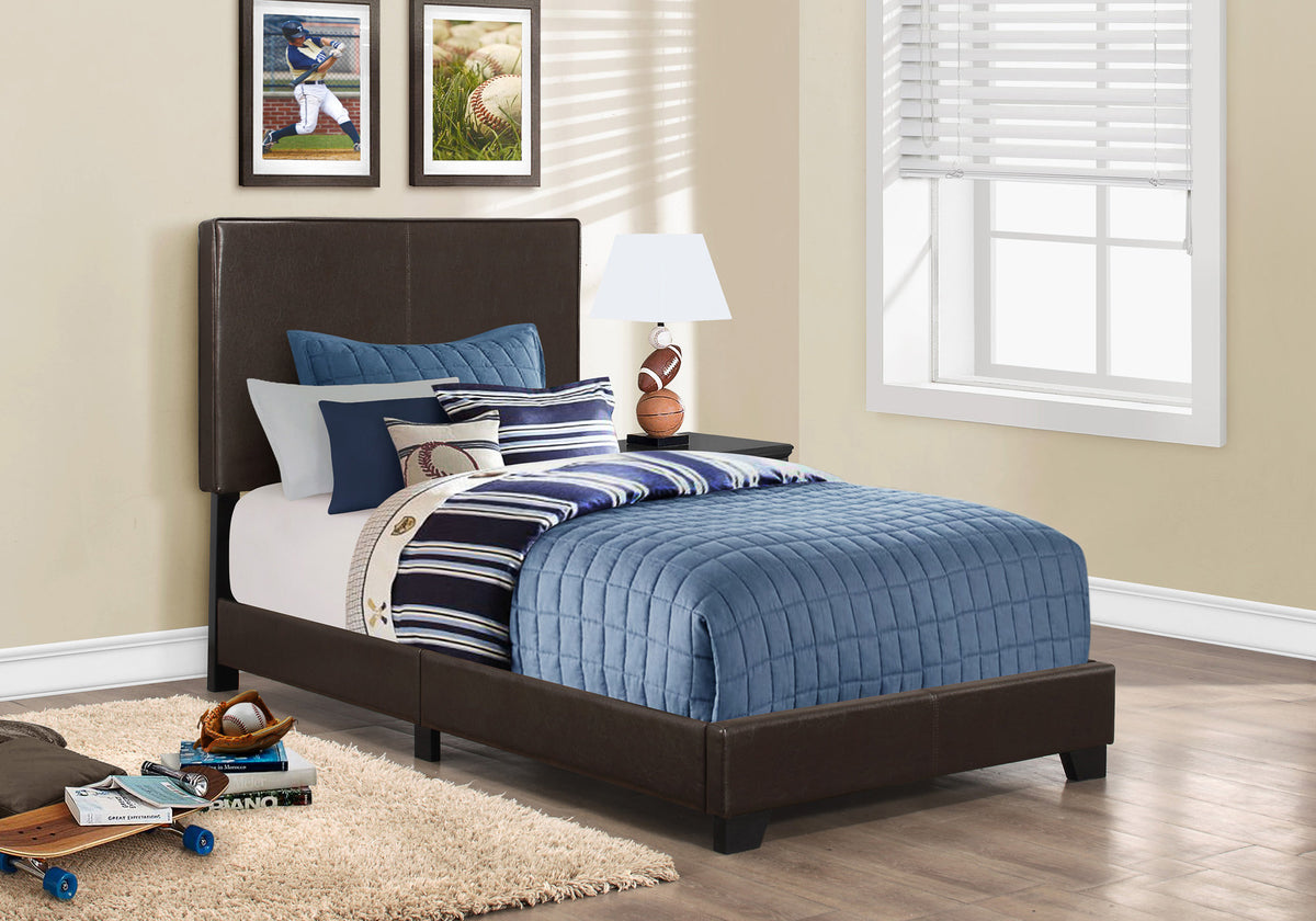 Oslo Dark Brown Leather-Look Bed | Ortholuxe Home