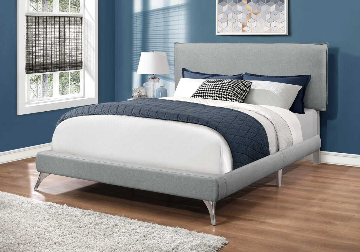 Nova Grey Linen Bed with Chrome Legs | Ortholuxe Home