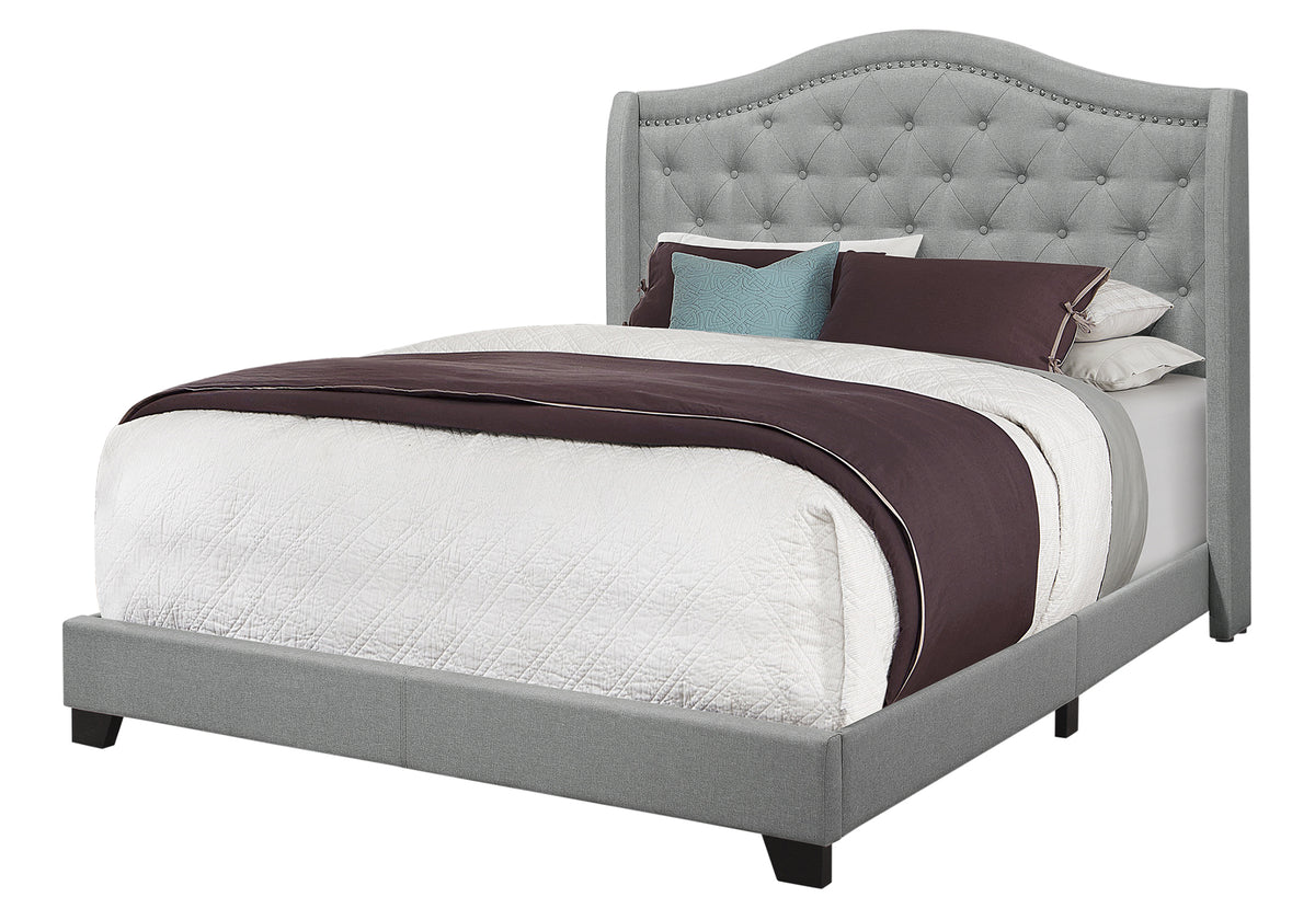 Elara Grey Linen Bed with Chrome Trim | Ortholuxe Home - Photo 2