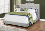 Elara Light Grey Velvet Bed with Chrome Trim | Ortholuxe Home