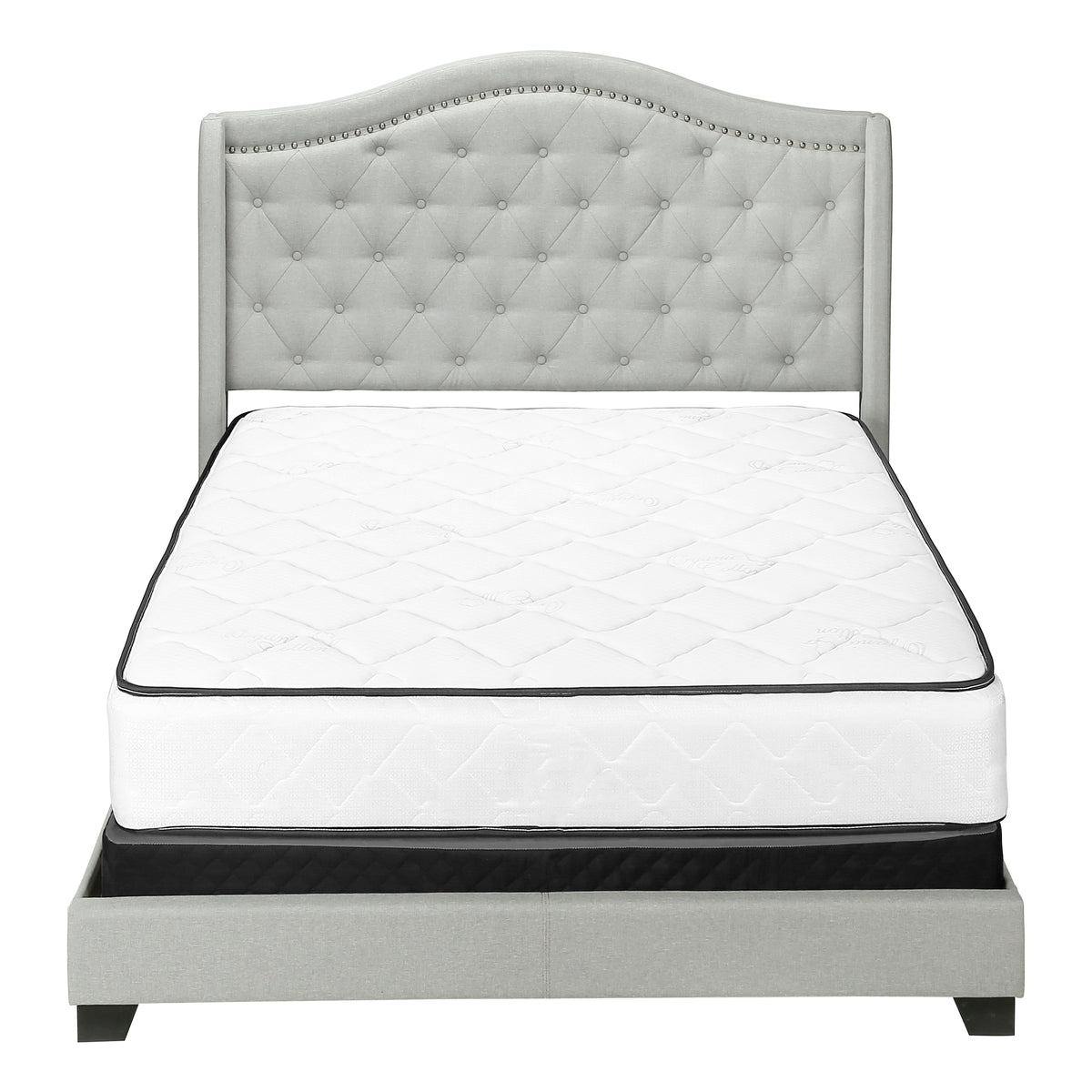 Elara Light Grey Velvet Bed with Chrome Trim | Ortholuxe Home - Photo 3