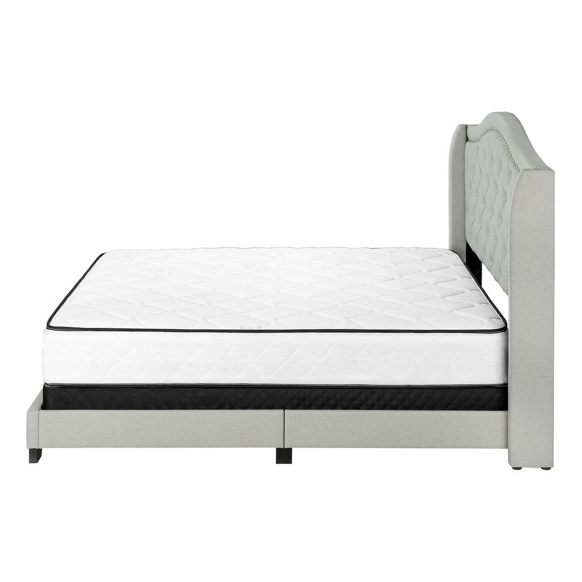 Elara Light Grey Velvet Bed with Chrome Trim | Ortholuxe Home - Photo 4