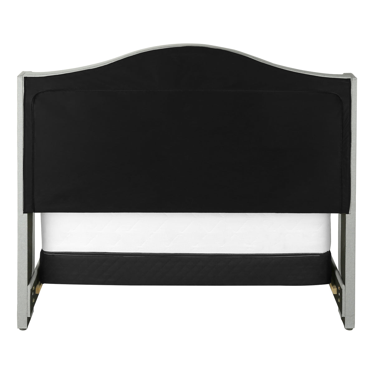 Elara Light Grey Velvet Bed with Chrome Trim | Ortholuxe Home - Photo 5
