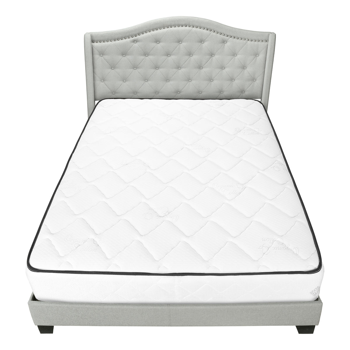 Elara Light Grey Velvet Bed with Chrome Trim | Ortholuxe Home - Photo 6
