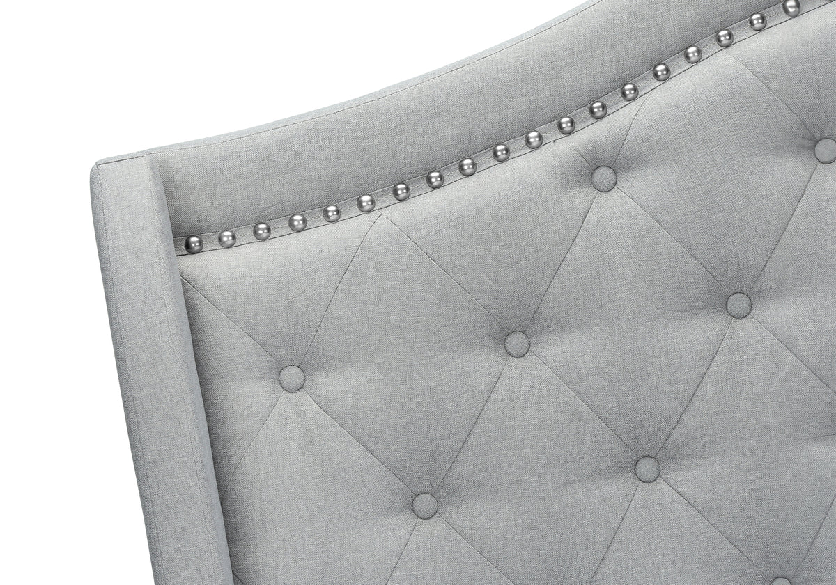 Elara Light Grey Velvet Bed with Chrome Trim | Ortholuxe Home - Photo 7