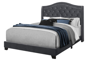 Elara Dark Grey Velvet Bed with Chrome Trim | Ortholuxe Home - Photo 2