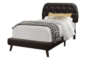 Arden Brown Leather-Look Bed with Wood Legs | Ortholuxe Home - Photo 2
