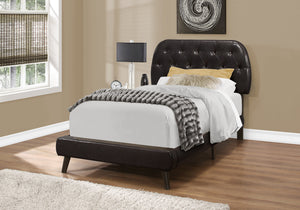 Arden Brown Leather-Look Bed with Wood Legs | Ortholuxe Home