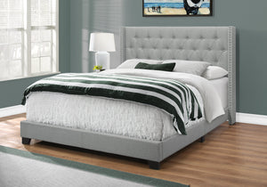 Arden Grey Linen Bed with Chrome Trim | Ortholuxe Home