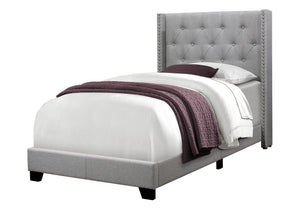 Arden Grey Linen Bed with Chrome Trim | Ortholuxe Home - Photo 2