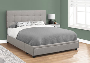 Dahlia Grey Linen Bed with 2 Storage Drawers | Ortholuxe Home
