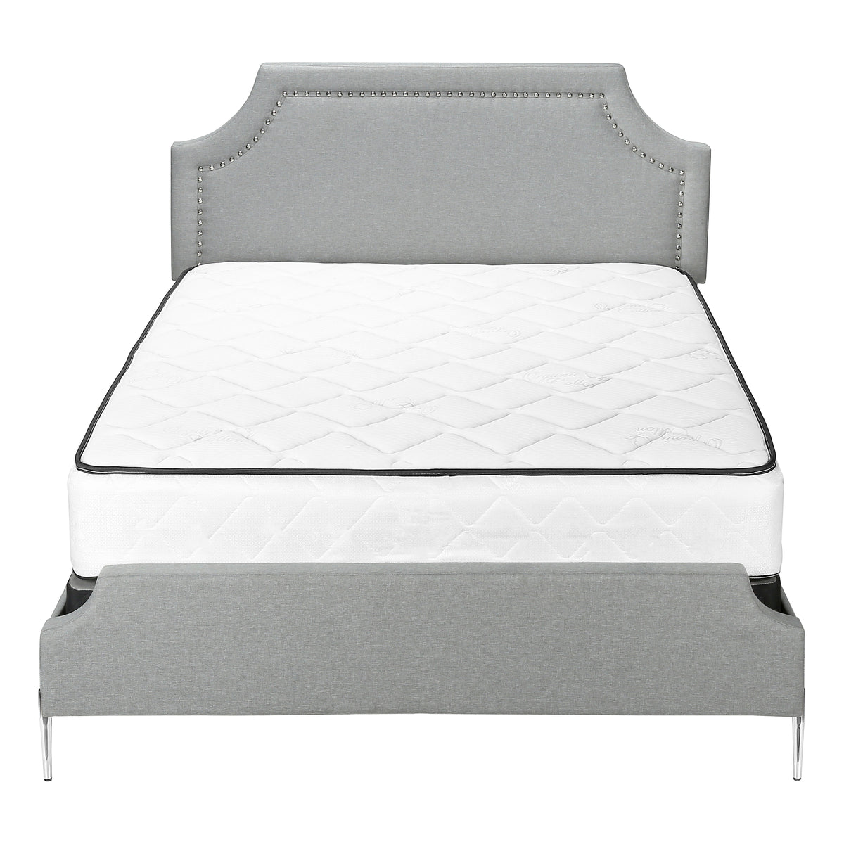 Estella Grey Linen Bed with Chrome Metal Legs | Ortholuxe Home - Photo 3