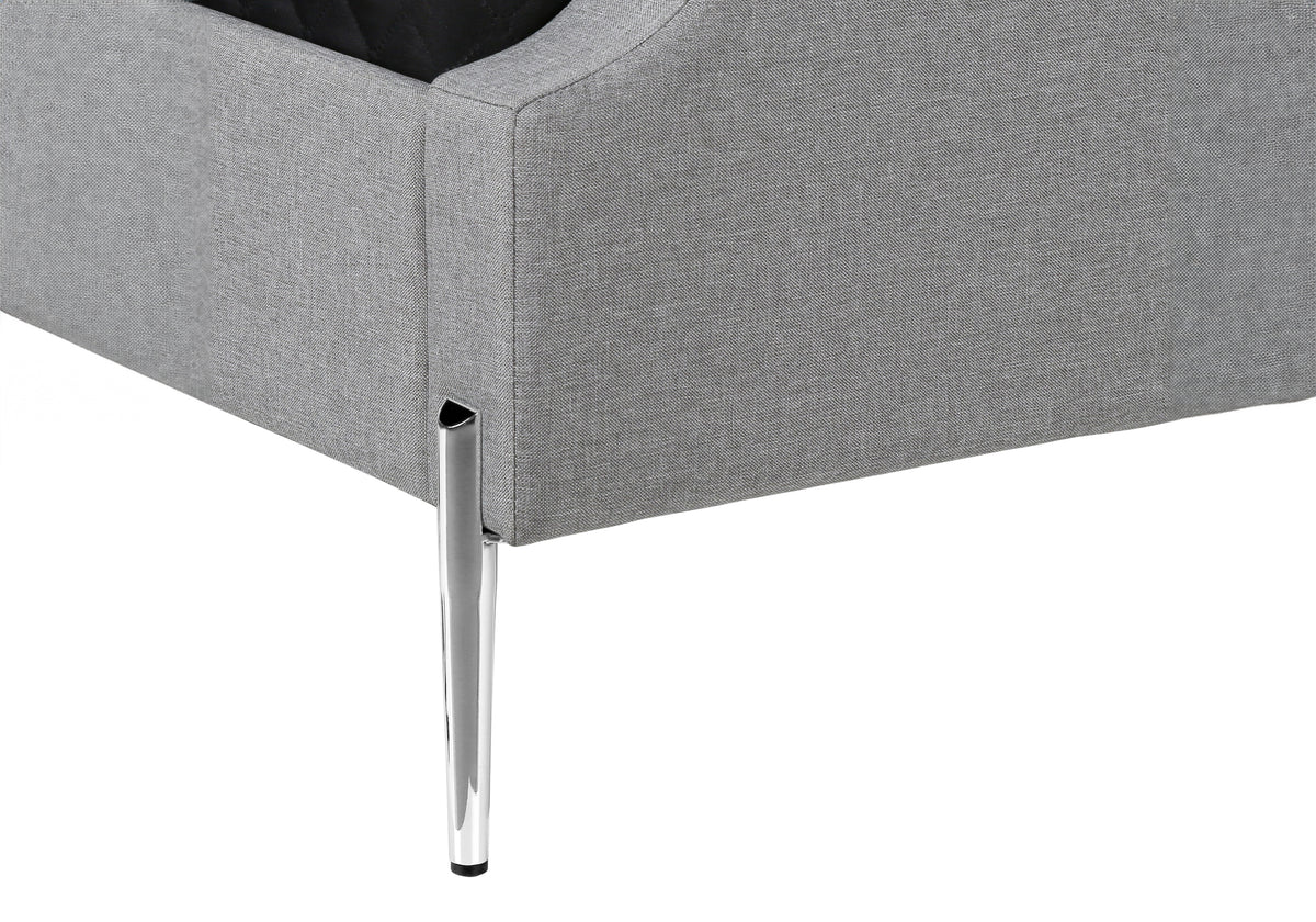 Estella Grey Linen Bed with Chrome Metal Legs | Ortholuxe Home - Photo 8