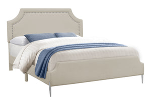 Estella Beige Linen Bed with Chrome Metal Legs | Ortholuxe Home - Photo 2