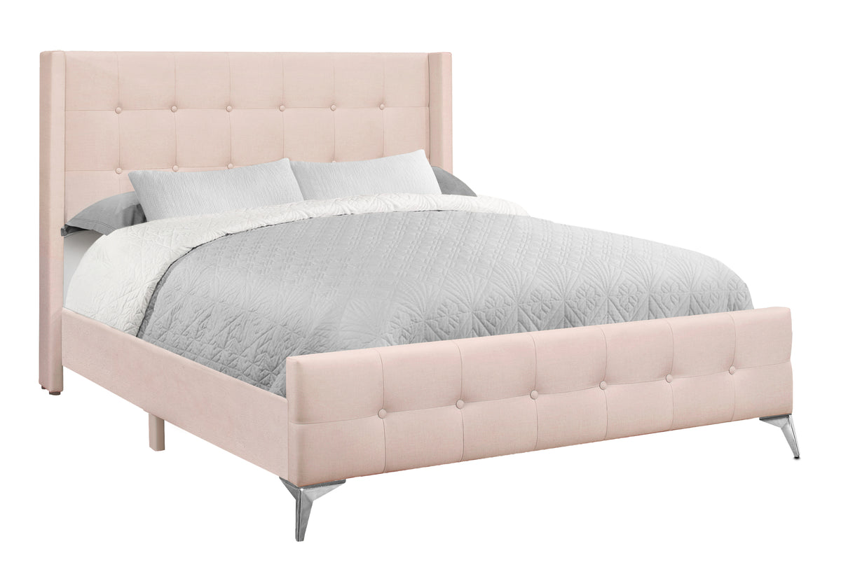 Fiora Pink Velvet Bed with Chrome Metal Legs | Ortholuxe Home - Photo 2