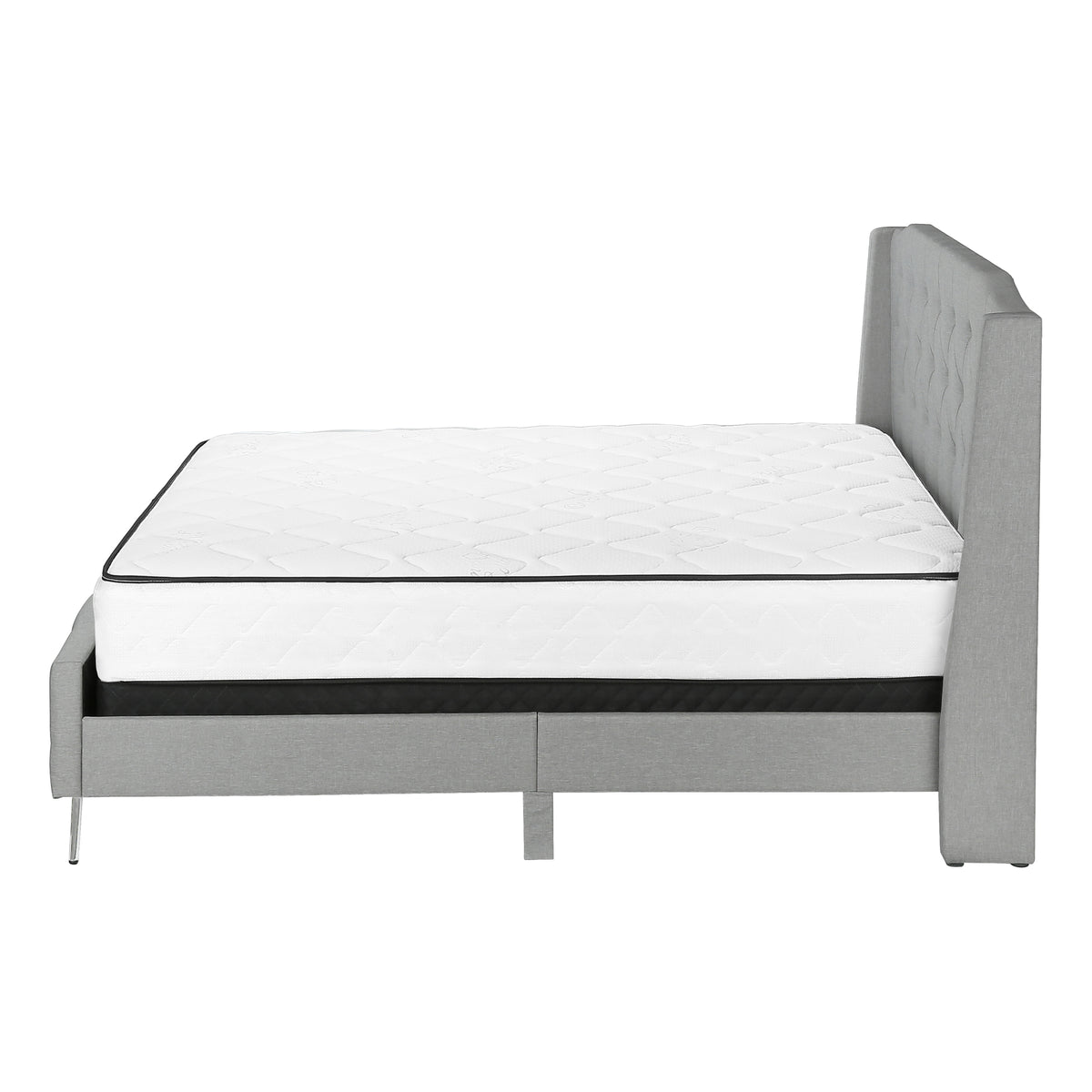 Fiora Grey Linen Bed with Chrome Metal Legs | Ortholuxe Home - Photo 4