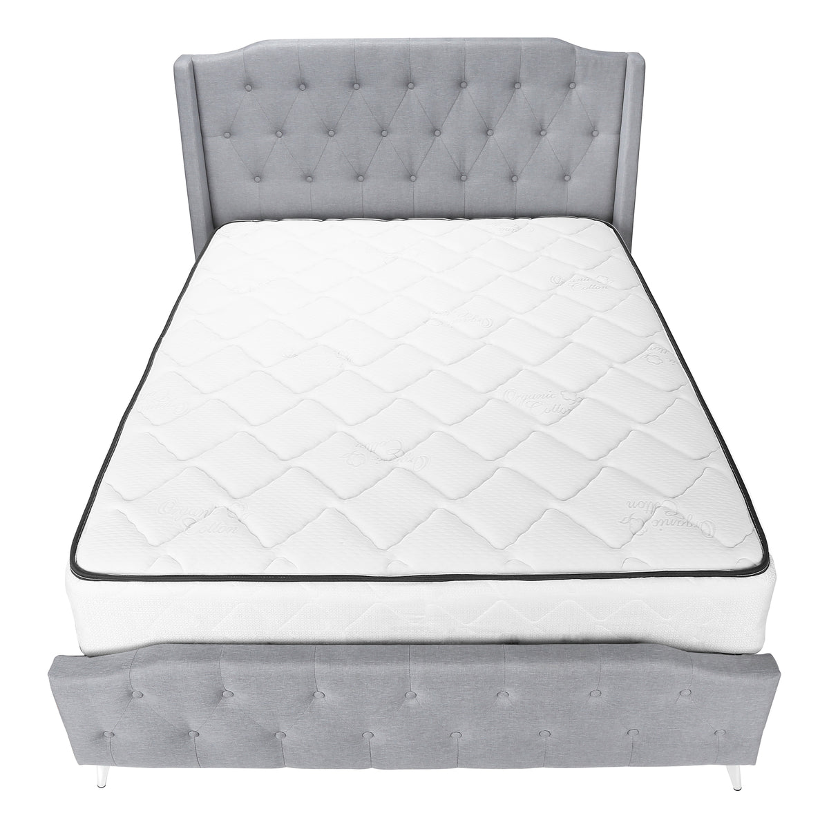 Fiora Grey Linen Bed with Chrome Metal Legs | Ortholuxe Home - Photo 6