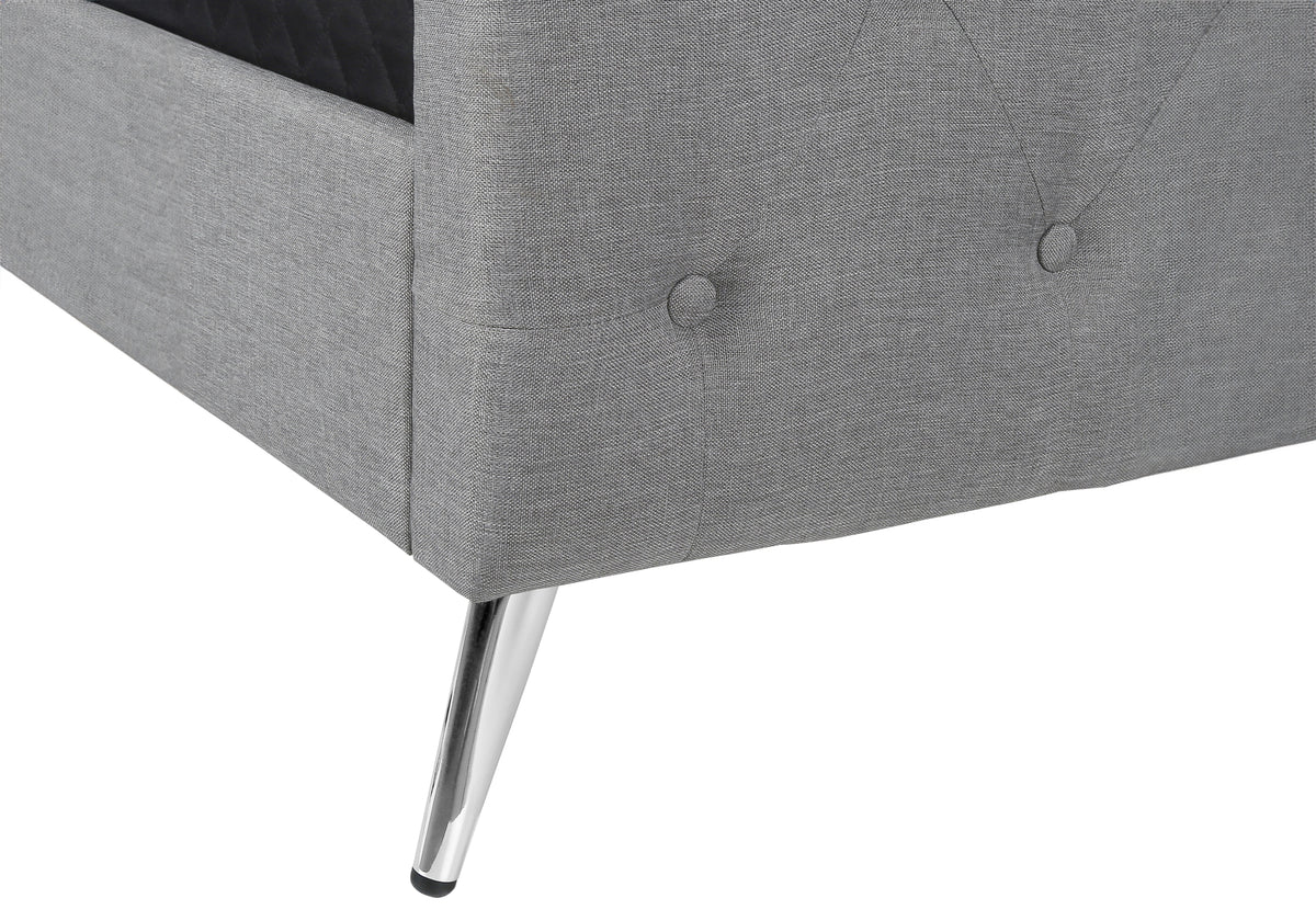 Fiora Grey Linen Bed with Chrome Metal Legs | Ortholuxe Home - Photo 8