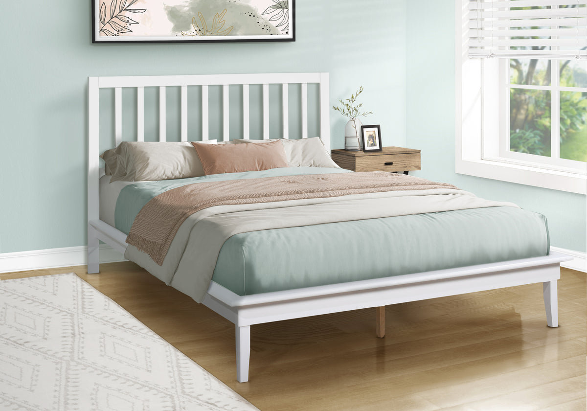 Giselle White Solid Wood Platform Bed | Ortholuxe Home