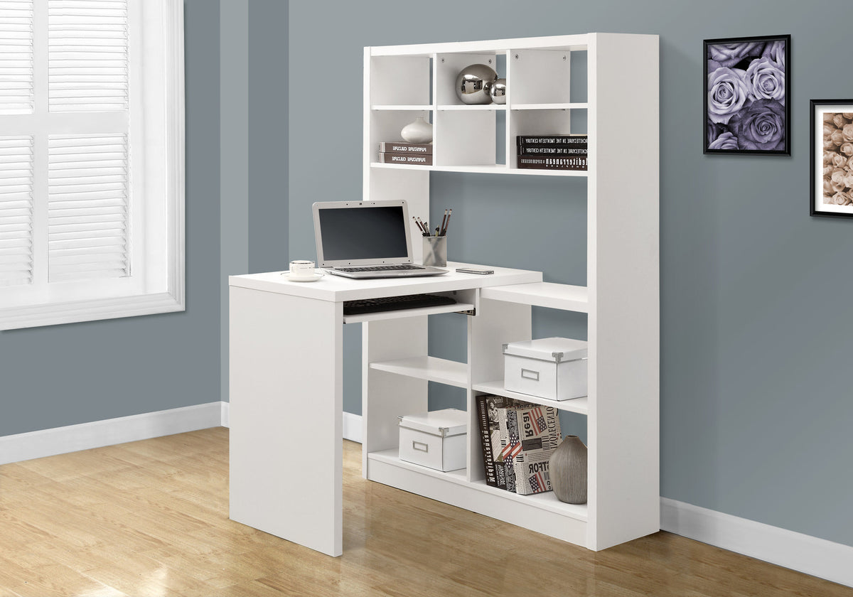 Juniper White Left or Right Facing Corner Computer Desk | Ortholuxe Home