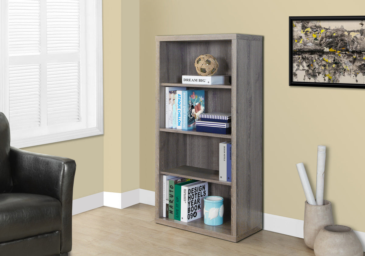 Marlowe Dark Taupe Bookcase with Adjustable Shelves | Ortholuxe Home
