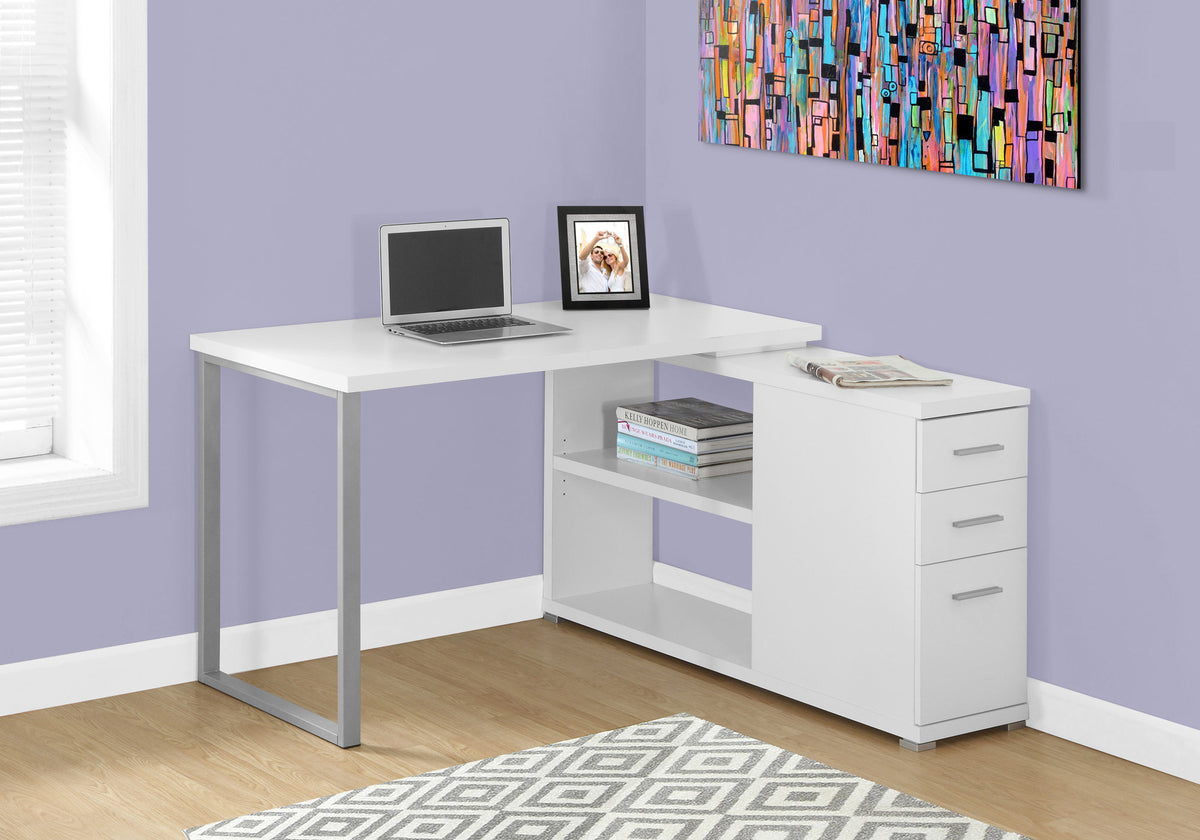 Riviera White Left or Right Facing Corner Computer Desk | Ortholuxe Home