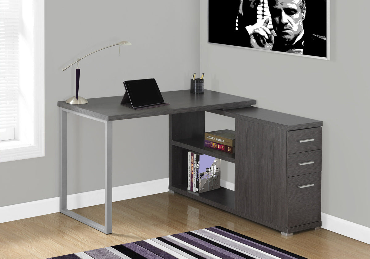 Riviera Grey Left or Right Facing Corner Computer Desk | Ortholuxe Home